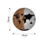 Wallity Accesorio Decorativo de Pared World Map 321, Madera y Metal, Negro y Nogal, 56 cm Diámetro